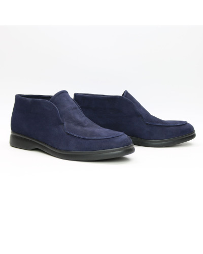 Високі лофери із синього нубука на чорній підошві Арт. 156-4