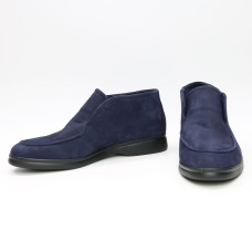 Високі лофери із синього нубука на чорній підошві Арт. 156-4