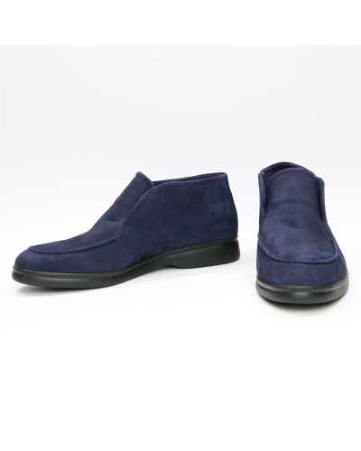 Високі лофери із синього нубука на чорній підошві Арт. 156-4