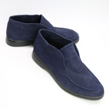 Високі лофери із синього нубука на чорній підошві Арт. 156-4