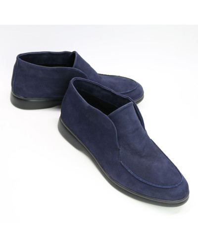 Високі лофери із синього нубука на чорній підошві Арт. 156-4