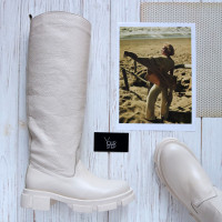 Високі чоботи з бежевої шкіри флотар Арт.12-33/21074