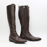 Високі чоботи зі шнурівкою зі шкіри Арт. 104-4