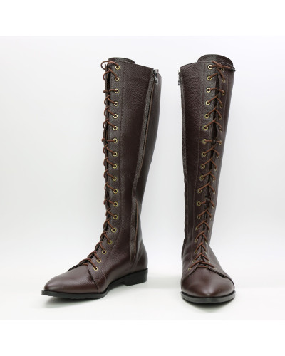 Високі чоботи зі шнурівкою зі шкіри Арт. 104-4