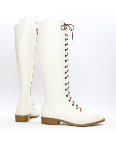 Бежеві високі чоботи зі шнурівкою Арт. 104-4