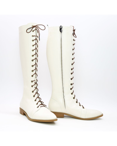 Бежеві високі чоботи зі шнурівкою Арт. 104-4