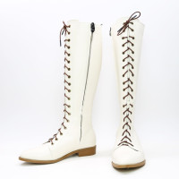 Бежеві високі чоботи зі шнурівкою Арт. 104-4