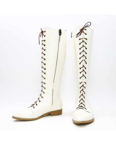 Бежеві високі чоботи зі шнурівкою Арт. 104-4