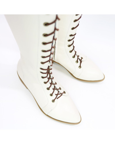 Бежеві високі чоботи зі шнурівкою Арт. 104-4