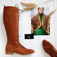 Високі чоботи зі шнурівкою із замші Арт. 104-4