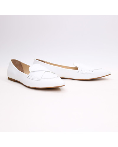 Белые кожаные балетки с острым носком (Арт.17-11)