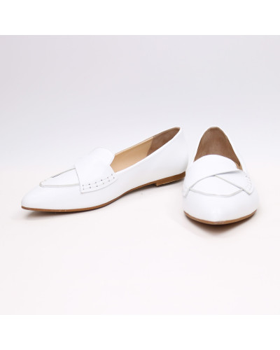 Белые кожаные балетки с острым носком (Арт.17-11)