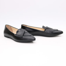 Чорні шкіряні балетки з гострим носком — універсальна класика (Арт. 17‑11)