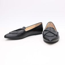 Чорні шкіряні балетки з гострим носком — універсальна класика (Арт. 17‑11)