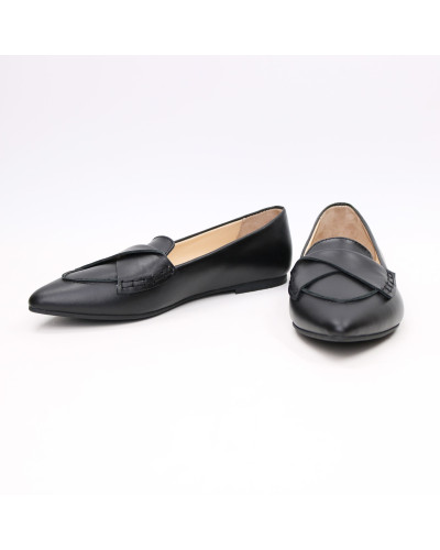 Черные кожаные балетки с острым носком (Арт.17-11)