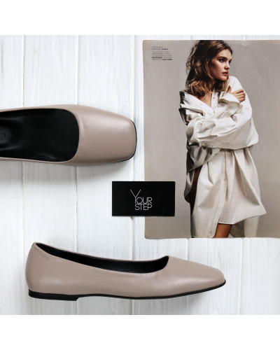 Бежевые балетки с квадратным носком (Арт.072-2)