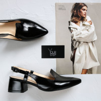 Чорні лакові босоніжки з гострим носом Арт. 457-6/53Ок