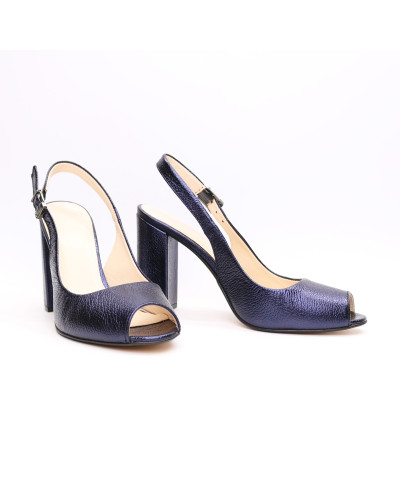 Босоножки из синей кожи флотар с напылением Арт. 95-5/44ОК