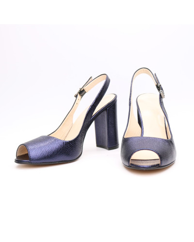 Босоножки из синей кожи флотар с напылением Арт. 95-5/44ОК