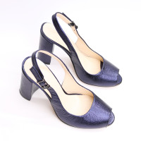 Босоножки из синей кожи флотар с напылением Арт. 95-5/44ОК