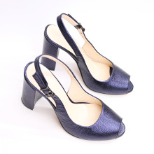 Босоножки из синей кожи флотар с напылением Арт. 95-5/44ОК