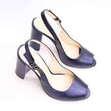 Босоножки из синей кожи флотар с напылением Арт. 95-5/44ОК