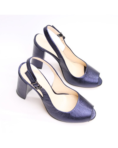 Босоножки из синей кожи флотар с напылением Арт. 95-5/44ОК