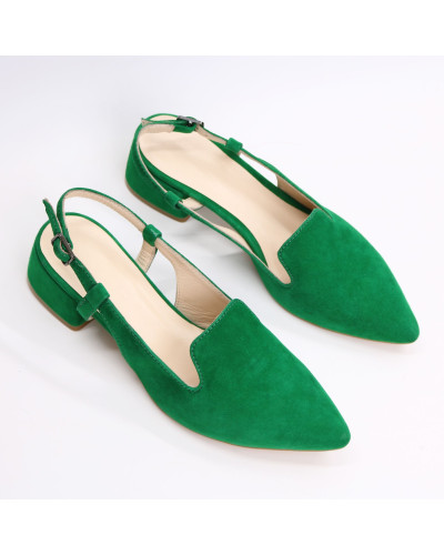 Босоніжки зеленого кольору з гострим носом Арт. 457-6/53Ок