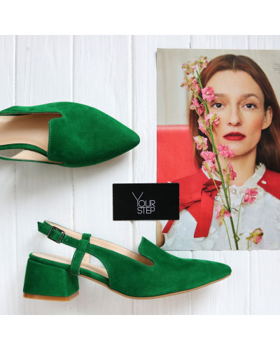 Босоніжки зеленого кольору з гострим носом Арт. 457-6/53Ок