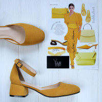 Босоніжки жовтого кольору на низьких підборах Арт. 456-5/53Ок