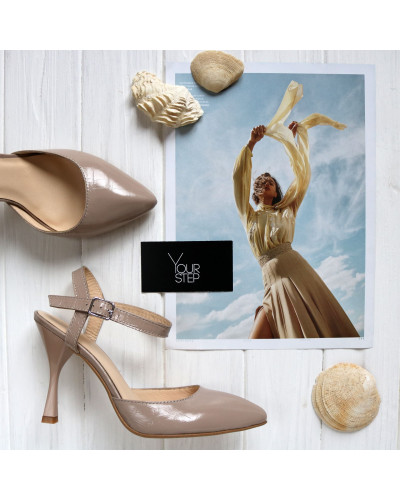 Босоножки на шпильке из бежевой кожи под рептилию Арт. 35-6/65