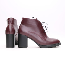 Ботильоны из бордовой кожи на устойчивом каблуке Арт. 605-8Alf