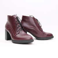 Ботильоны из бордовой кожи на устойчивом каблуке Арт. 605-8Alf