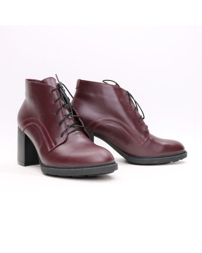 Ботильоны из бордовой кожи на устойчивом каблуке Арт. 605-8Alf