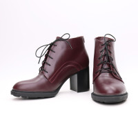 Ботильоны из бордовой кожи на устойчивом каблуке Арт. 605-8Alf