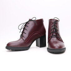 Ботильоны из бордовой кожи на устойчивом каблуке Арт. 605-8Alf