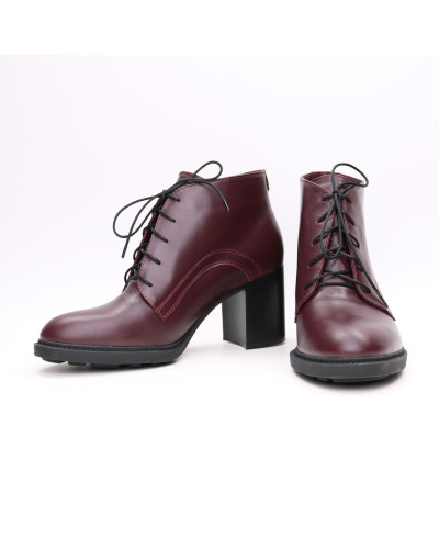 Ботильоны из бордовой кожи на устойчивом каблуке Арт. 605-8Alf