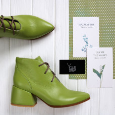 Ботильоны из салатовой кожи флотар  Арт. 657-10/w324Ок