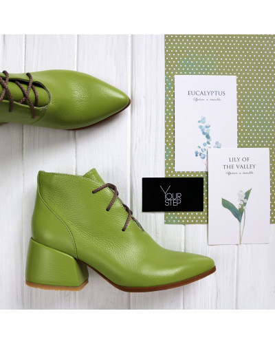 Ботильоны из салатовой кожи флотар  Арт. 657-10/w324Ок