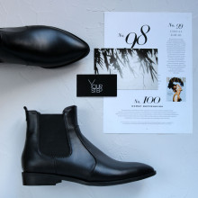 Челсі із чорної шкіри з гострим носом Арт. 104-3