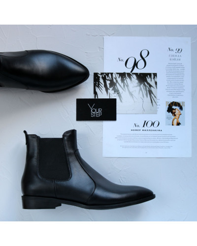 Челсі із чорної шкіри з гострим носом Арт. 104-3