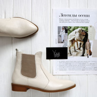 Челсі з бежевої шкіри із гострим носиком Арт. 104-3