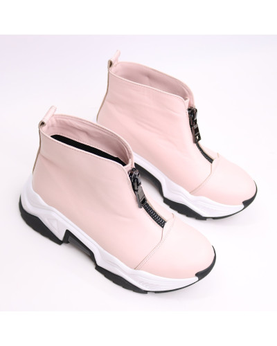 Ботинки из кожи цвета пудра с молнией спереди Арт. As-7/21098