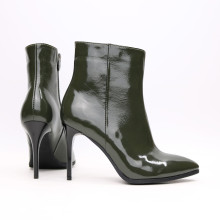 Ботинки из наплака цвета хаки на шпильке Арт. 35-10/35
