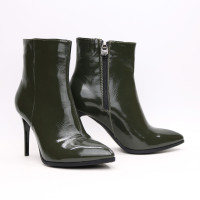 Ботинки из наплака цвета хаки на шпильке Арт. 35-10/35