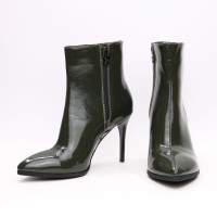 Ботинки из наплака цвета хаки на шпильке Арт. 35-10/35