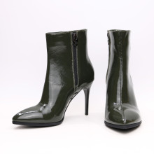 Ботинки из наплака цвета хаки на шпильке Арт. 35-10/35