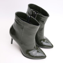 Ботинки из наплака цвета хаки на шпильке Арт. 35-10/35