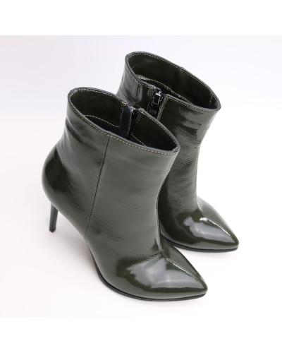 Ботинки из наплака цвета хаки на шпильке Арт. 35-10/35