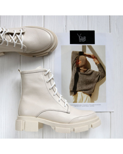 Черевики з бежевої шкіри Арт. As-10/21074